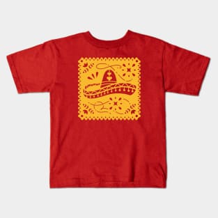 Colorful Papel Picado Banner with Sombrero Kids T-Shirt